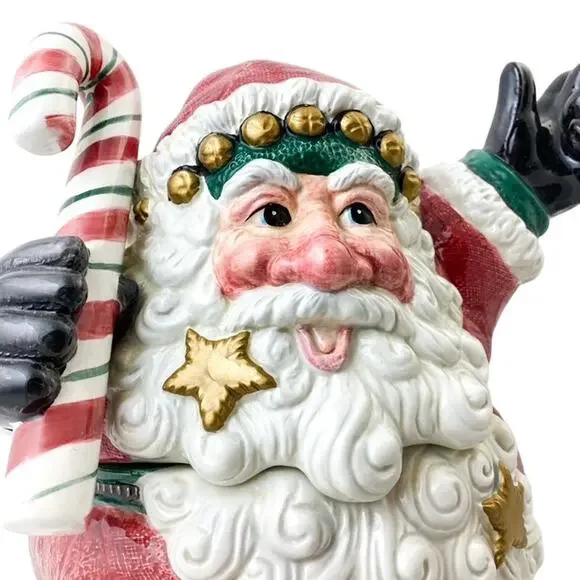 Fitz and Floyd Santa Large Cookie Jar 12" Snow Business Vintage Used Good - Picture 5 of 9